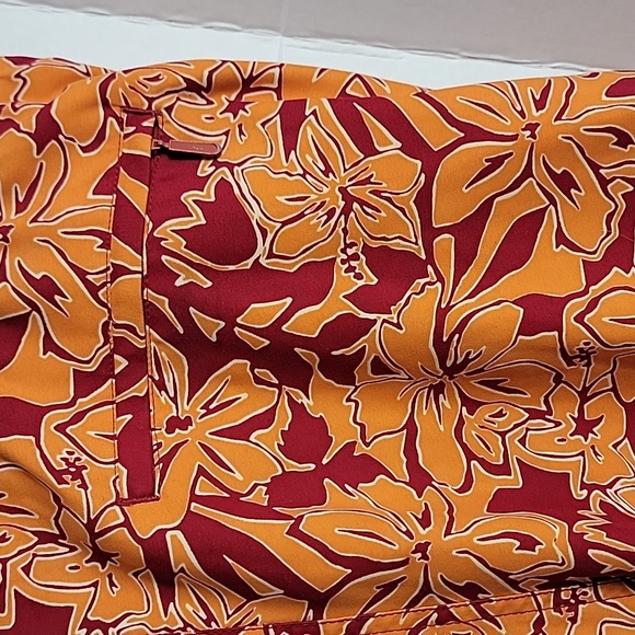 Eddie Bauer Men's Orange Red Floral W/ Drawstrings & Pockets Swim Trucks, M - Picture 3 of 6